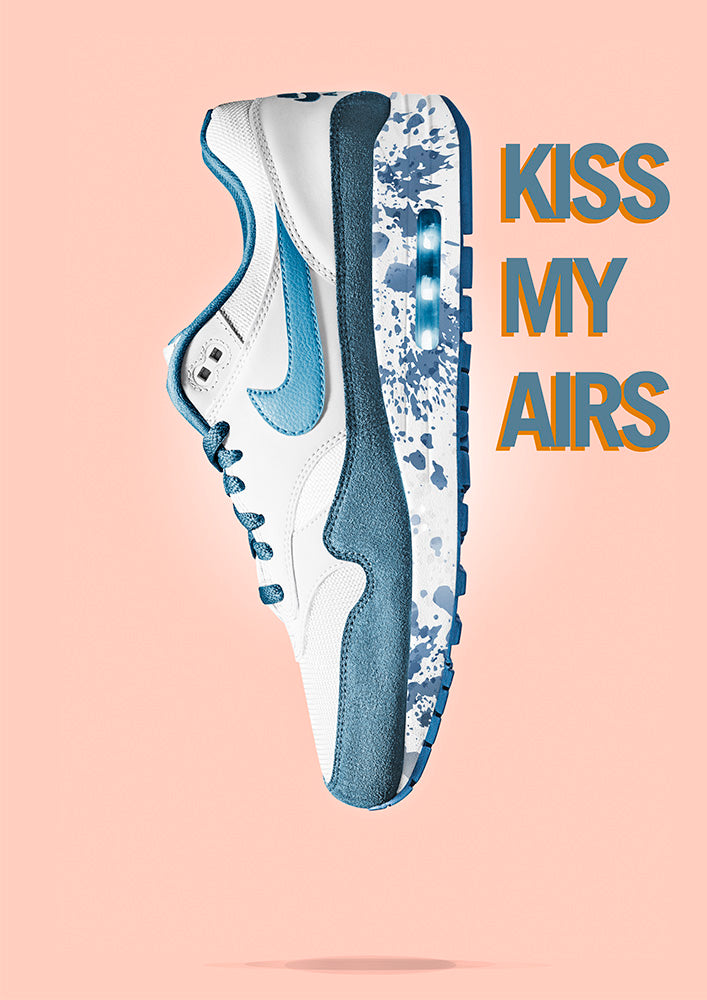 Kiss My Airs - Blue - Greetings Card