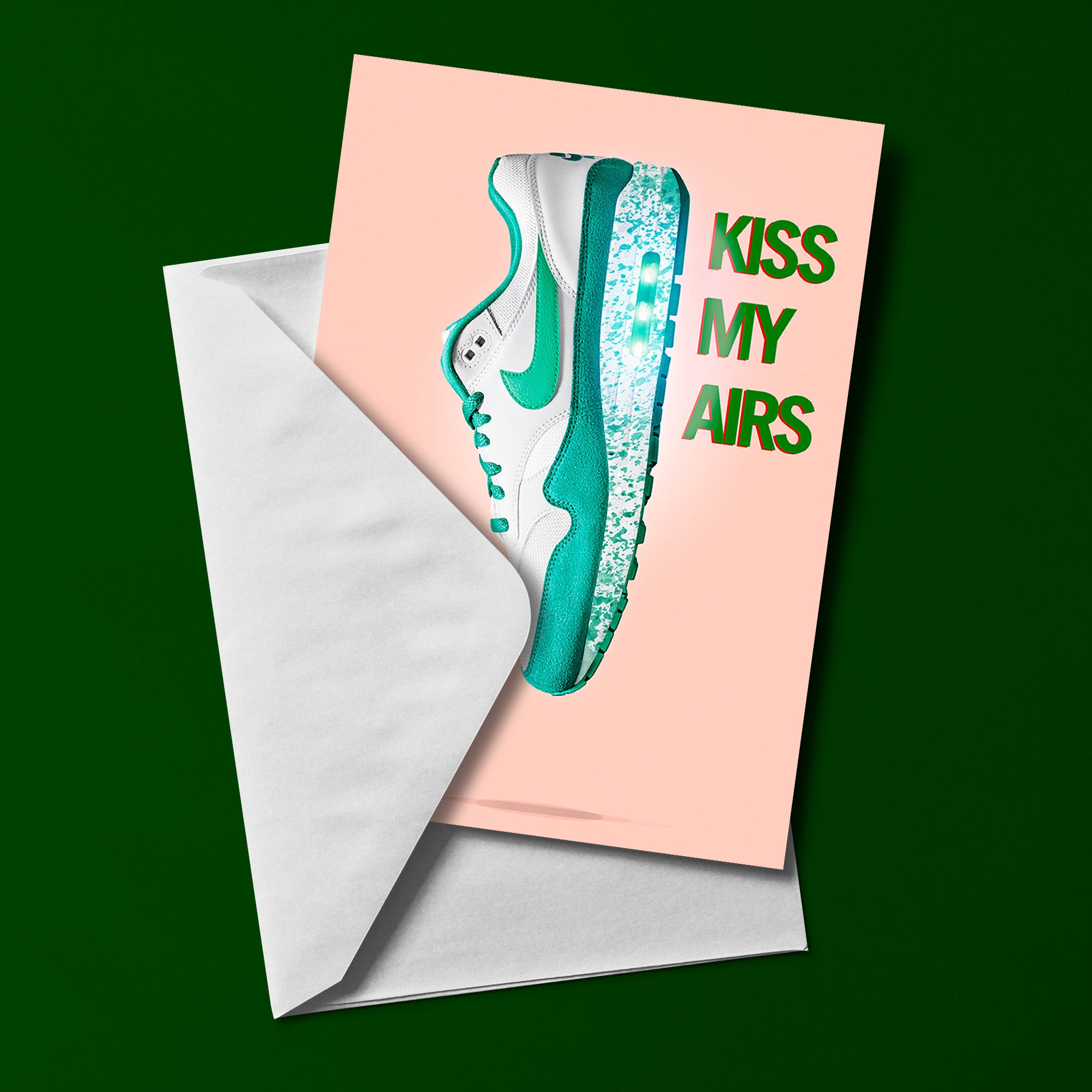 Kiss My Airs - Green - Greetings Card